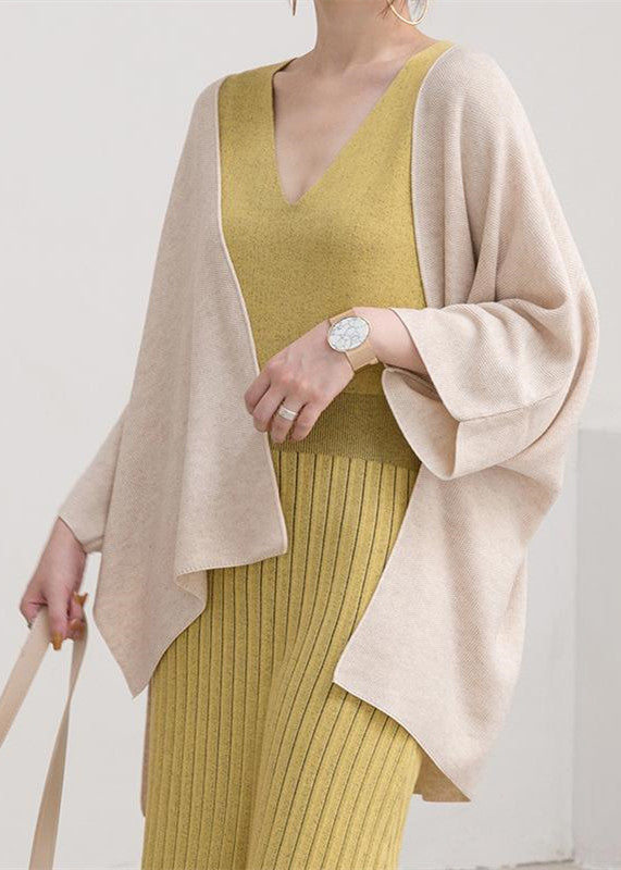 Feine nudefarbene Pullover, lässige Strickblusen mit drei Viertelärmeln, Strickjackenbluse 2018