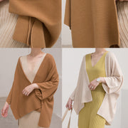 Feine nudefarbene Pullover, lässige Strickblusen mit drei Viertelärmeln, Strickjackenbluse 2018