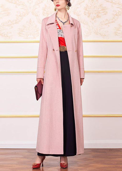 Fine plus size clothing Jackets & Coats tie waist coats pink wild woolen coats - SooLinen