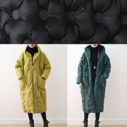 Fine plus size clothing winter jacket hooded coats green zippered down jacket woman - SooLinen