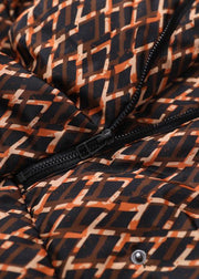 Fine yellow plaid down coat winter plus size jacket hooded zippered Luxury coats - SooLinen
