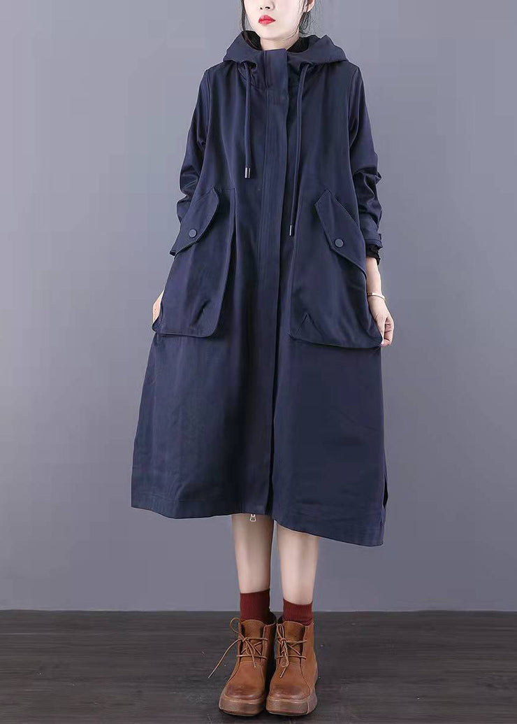 Taillierte Army Green Reißverschlusstaschen Baumwoll-Trenchcoats Spring