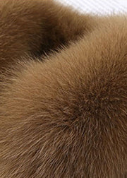 Ausgestattet Khaki Reißverschluss Fuchspelz Patchwork Leder Pufferjacke Winter