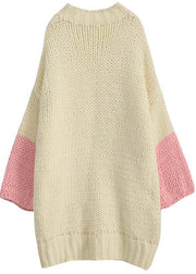 For Spring o neck Batwing Sleeve Sweater dress outfit Classy beige Funny knitwear - SooLinen