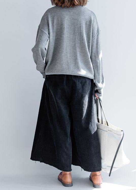 For Work gray knitted clothes trendy plus size o neck pockets sweaters - SooLinen