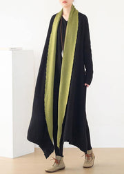 For Work patchwork knit coats Loose fitting v neck wild knit outwear - SooLinen