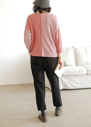 For Work pink tops o neck plus size clothing fall sweaters - SooLinen