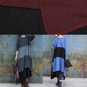 For Work side open Sweater patchwork dress outfit Quotes gray Ugly knit dress - SooLinen