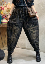 French Black Cinched Graphic Jeanshose Winter