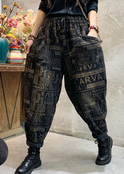 French Black Cinched Graphic Jeanshose Winter