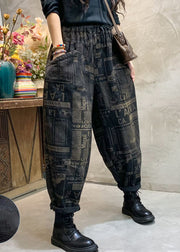 French Black Cinched Graphic Jeanshose Winter
