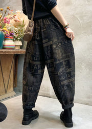 French Black Cinched Graphic Jeanshose Winter