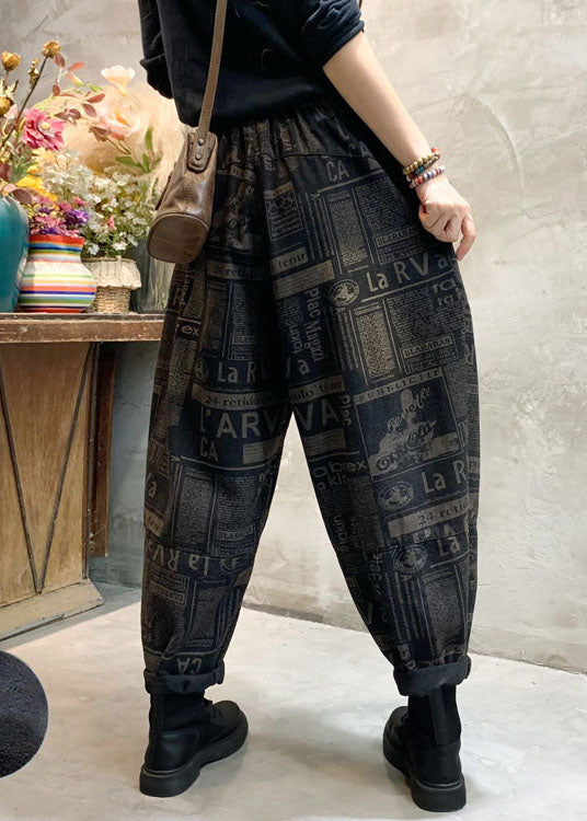 French Black Cinched Graphic Jeanshose Winter