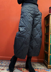 French Black fashion Pockets Duck Down Pants Winter