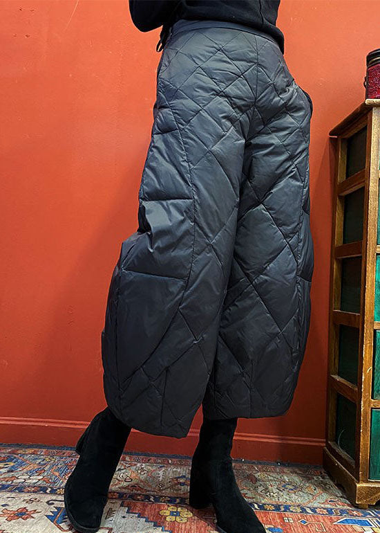 French Black fashion Pockets Duck Down Pants Winter