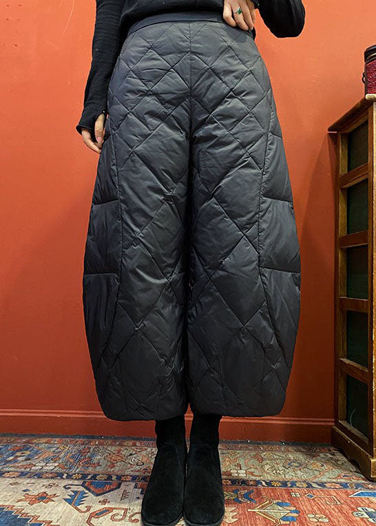 French Black fashion Pockets Duck Down Pants Winter