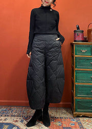 French Black fashion Pockets Duck Down Pants Winter
