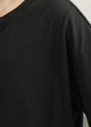 French Black side open Cotton Top Summer - SooLinen