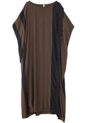 French Chocolate Patchwork Cotton Lace Summer Dresses - SooLinen
