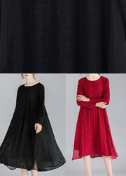 French Mulberry O-Neck Chiffon A Line Skirts Spring Summer Vacation Dresses - SooLinen