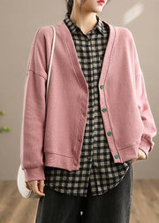 French Pink Top Quality Clothes For Women Shape V Neck Button Down Spring coats - SooLinen