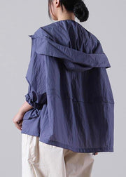 French Purple Low High UPF 50+ Coat Jacket Summer Hoodie Coat - SooLinen