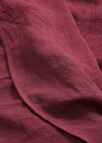 French Red asymmetrical Design Patchwork Cotton Linen Dress - SooLinen