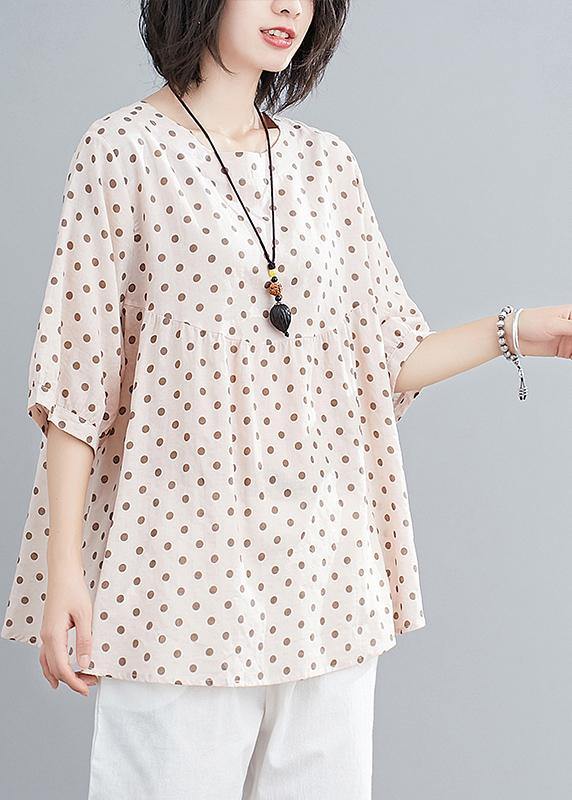 French o neck lantern sleeve Cotton summer quilting top Wardrobes yellow dotted tops - SooLinen