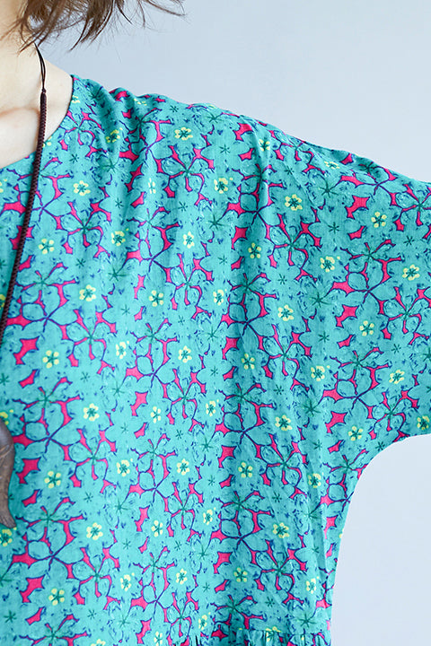 Französisches O-Ausschnitt, Cinched-Baumwollkleid 2019, Design, gelber Druck, A-Linie, Sommerkleider