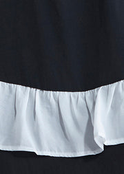 Französisches Patchwork, ärmellos, Baumwolle, lässig, Laufsteg, schwarz, Plus-Size-Kleid, Sommer