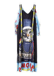 French red off the shoulder Cotton clothes side open  oversized summer Dresses - SooLinen