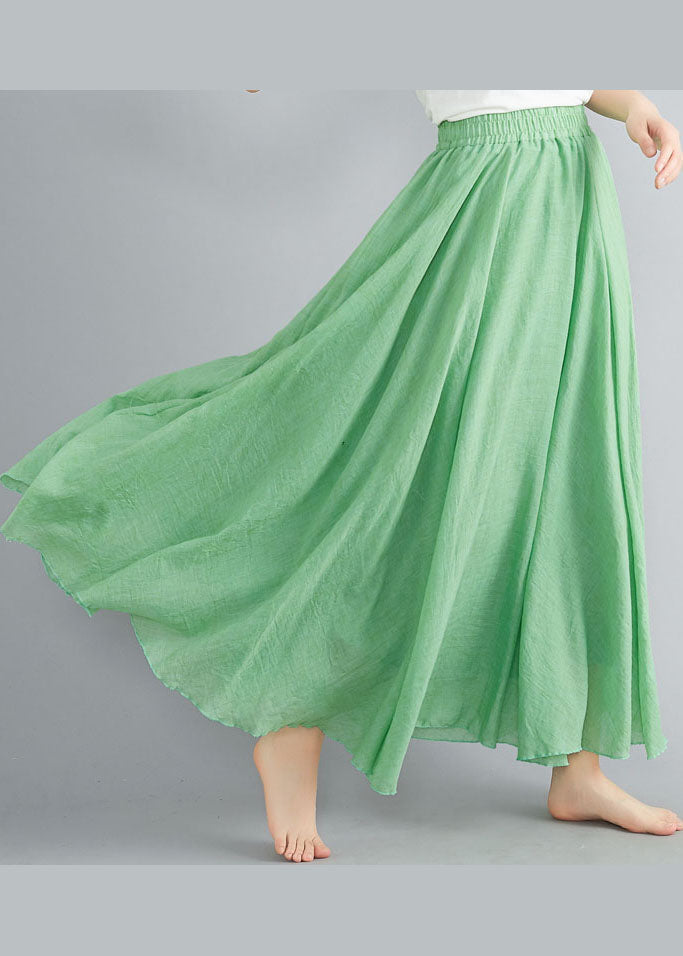 Fruit Green Cotton Beach Skirts High Waist Exra Large Hem Summer