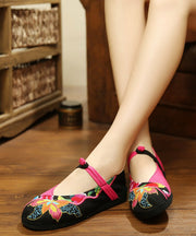 Green Flat Shoes Embroideried Cotton Fabric Women Splicing Flat Shoes