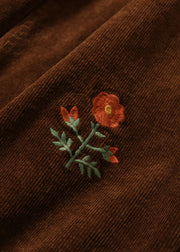 Handmade Chocolate Embroideried Lace Patchwork Corduroy Pants Winter