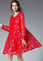 Elegant  Fall Lace Dress Plus Size Clothing