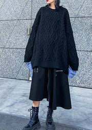 Handmade black cotton quilting clothes asymmetric cotton robes zippered skirts - SooLinen