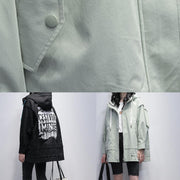 Handmade black  tunics for women design hooded Letter coats - SooLinen