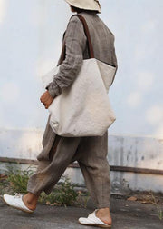 Handmade gray linen tunic pattern Cinched Knee fall blouse - SooLinen