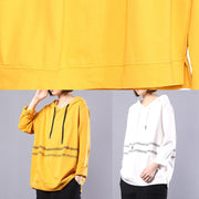 Handmade hooded cotton clothes For Women Photography yellow tops autumn - SooLinen