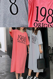 Handmade o neck Half sleeve cotton clothes For Women 2025 Outfits rose print long Dress Summer