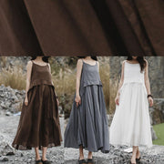 Handmade sleeveless linen dress Cotton white Dress summer - SooLinen