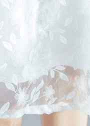Handmade white dress 2025 o neck Cinched A Line Summer Dresses