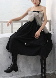High Waist Style Black Nail Bead Summer A Line Skirts - SooLinen