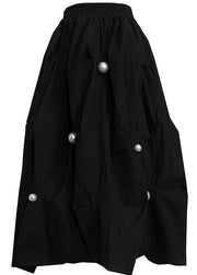 High Waist Style Black Nail Bead Summer A Line Skirts - SooLinen