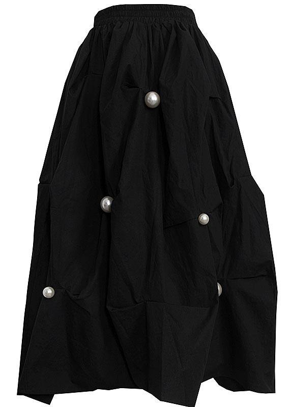 High Waist Style Black Nail Bead Summer A Line Skirts - SooLinen