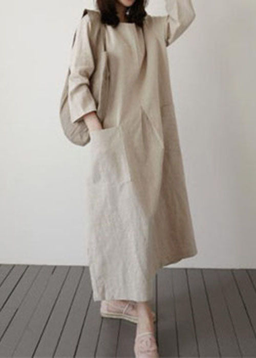 Italian Beige Cinched side open Linen Robe Dresses Spring – SooLinen