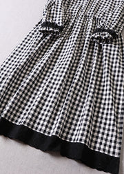 Italienische schwarz-weiß karierte Patchwork-Kleider Frühling