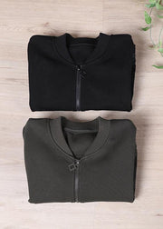 Italian Black zippered Hooded Coat Spring - SooLinen
