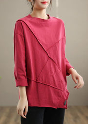 Italian O Neck Hole Spring Tops Women Blouses Cotton White Tops - SooLinen
