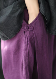 Italian Purple Oriental High Waist Linen Harem Pants Summer